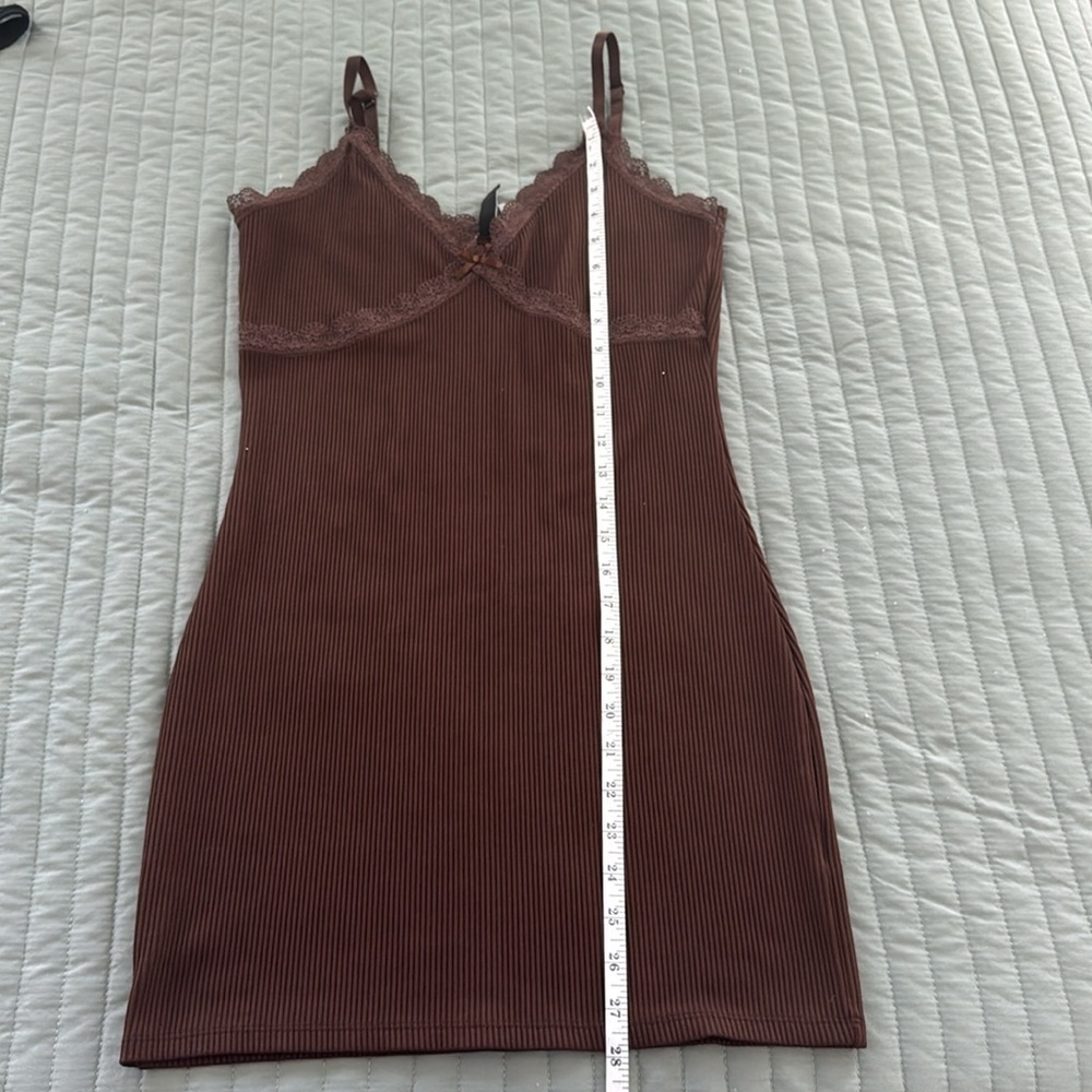 H&M Chocolate Brown Ribbed Bodycon Dress - Picture 9 of 9